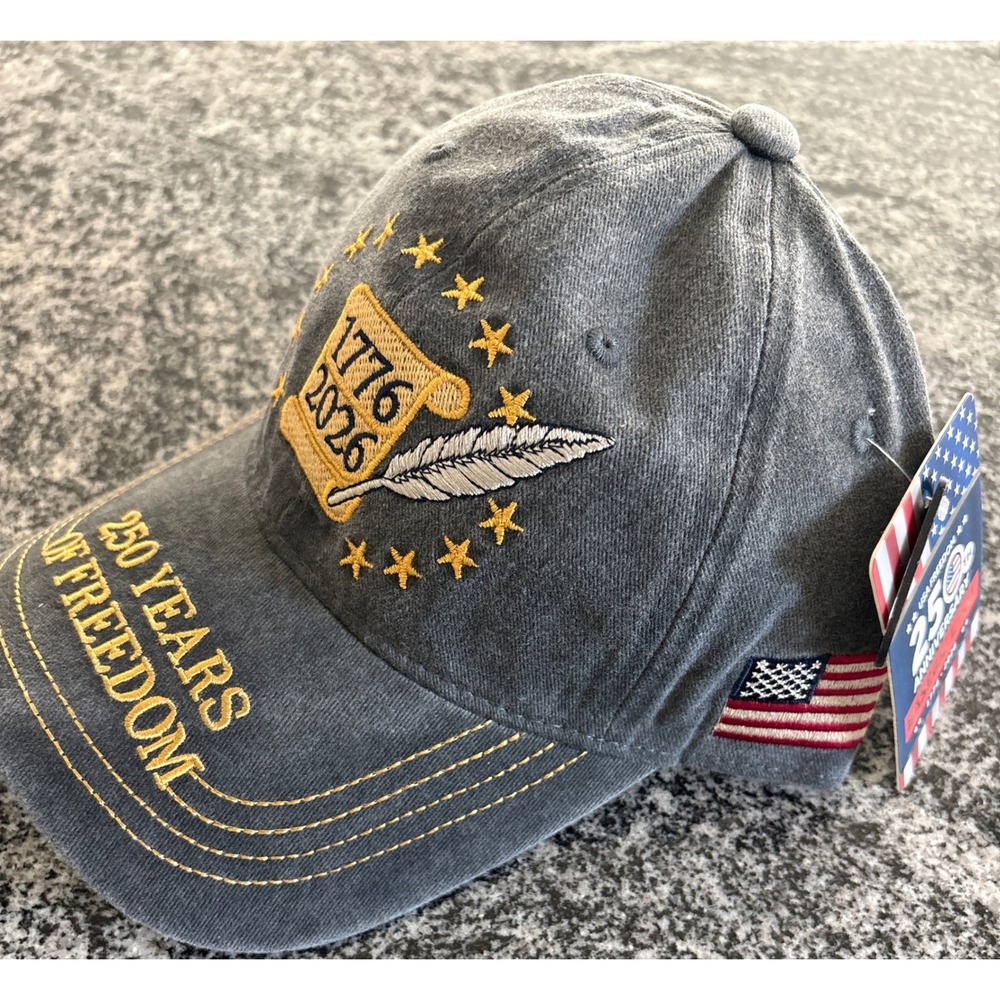 NWT Unisex 250 Years of Freedom Declaration Baseball Cap -OSFM- Blue Denim Color - Picture 2 of 4